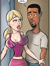 Busty slut from John Persons comic cartoons starves to get deep gagged with huge black dork