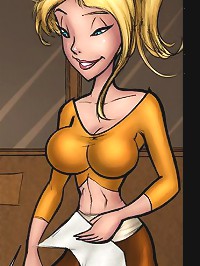 JKR comix. Nude cartoon girl awake in unknown place