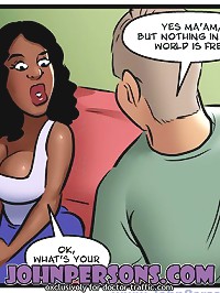 Black chicks hitting on white guys in John Persons comic porn