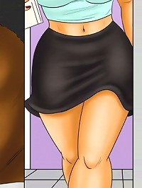 Cartoon comic porn with busty white blonde and three black boys with huge dicks